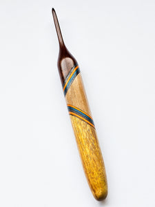 04.00mm Dark Roasted Maple + Blue/Yellow Spectraply + Ambrosia Maple + Canary Crochet Hook (Item #34)