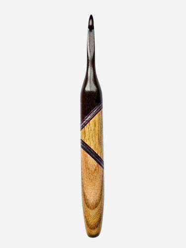 06.50mm Dark Roasted Maple + Purple/Blue Spectraply + Limba + Elm Crochet Hook (Item #33)