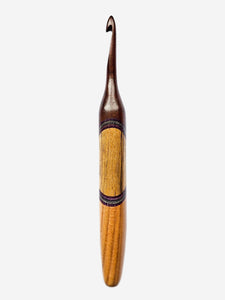 06.50mm Dark Roasted Maple + Purple/Blue Spectraply + Limba + Elm Crochet Hook (Item #51)