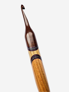 06.50mm Dark Roasted Maple + Purple/Blue Spectraply + Limba + Elm Crochet Hook (Item #33)