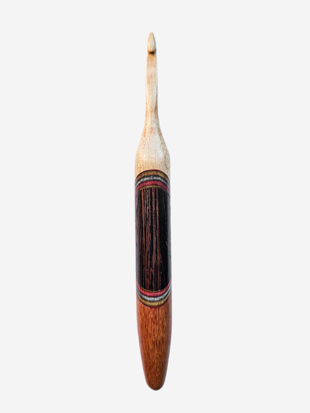 06.00mm Maple + Blue/Magenta Spectraply + Wenge + Lacewood Crochet Hook (Item #139)