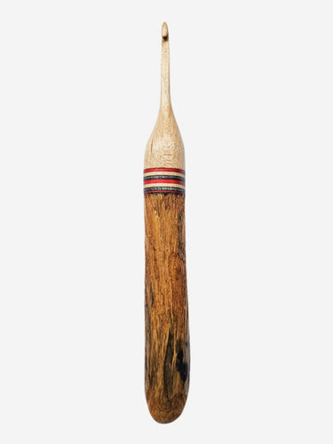 04.00mm Maple + Red/Grey Spectraply + Driftwood Crochet Hook (Item #52)