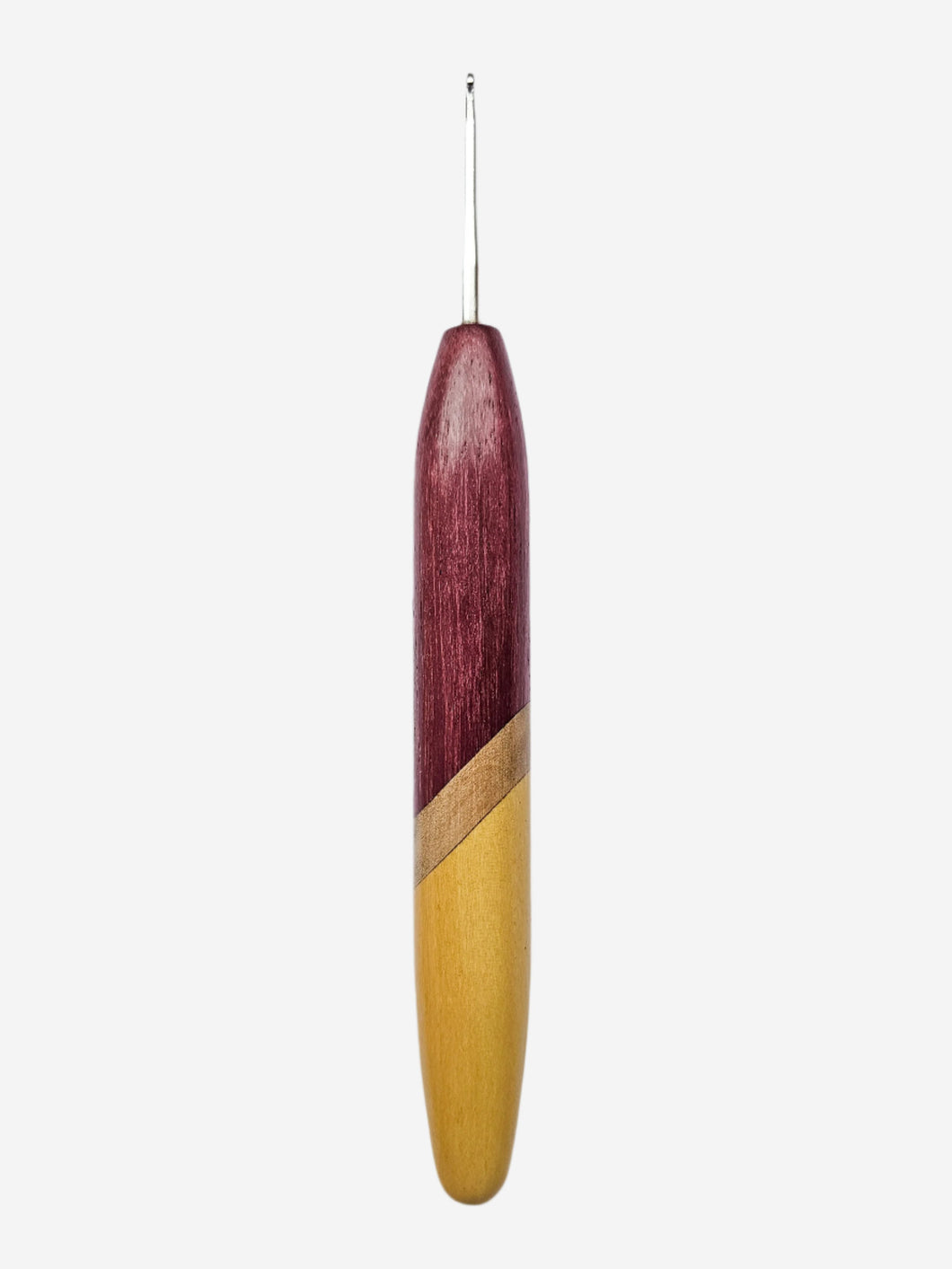 02.00mm Purpleheart + Ambrosia + Yellowheart Metal Crochet Hook (Item #73)