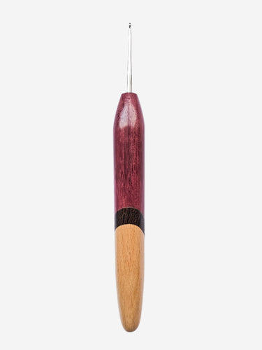 02.00mm Purpleheart + Wenge + Maple Metal Crochet Hook (Item #97)