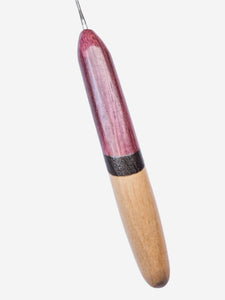 02.00mm Purpleheart + Wenge + Maple Metal Crochet Hook (Item #97)