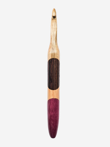 09.00mm Ambrosia Maple + Wenge + White Oak + Purpleheart Crochet Hook (Item #112)