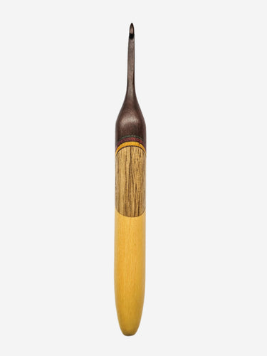 04.50mm Dark Roasted Maple + Pink/Yellowheart Spectraply + Limba + Yellowheart Crochet Hook (Item #113)