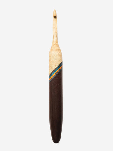 06.00mm Birdseye Maple + Blue/Yellow Spectraply + Dark Roasted Maple Crochet Hook (Item #119)