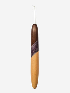 02.50mm Dark Roasted Maple + Purple/Grey Spectraply + Maple Metal Crochet Hook (Item #124)