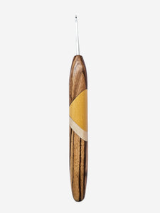 02.00mm Zebrawood + Yellowheart + Maple + Zebrawood Metal Crochet Hook (Item #144)