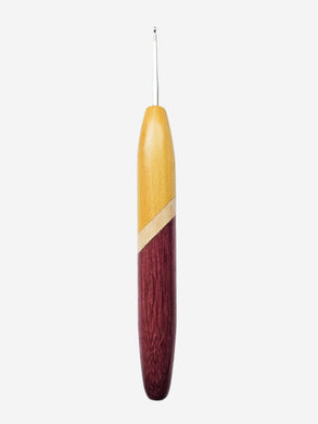 02.00mm Yellowheart + Maple + Purpleheart Metal Crochet Hook (Item #175)