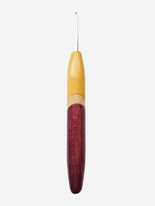 02.00mm Yellowheart + Maple + Purpleheart Metal Crochet Hook (Item #175)