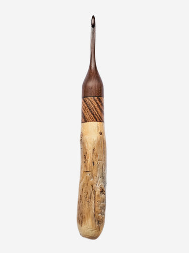 04.00mm Dark Roasted Maple + Zebrawood + Driftwood Crochet Hook (Item #53)