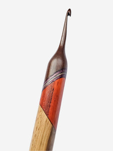 04.50mm Dark Roasted Maple + Purple/Blue Spectraply + Padauk + Limba Crochet Hook (Item #71)