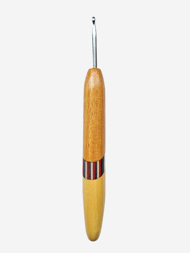 04.00mm Osage Orange + Blue/Red Spectraply + Yellowheart Metal Crochet Hook (Item #89)