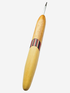 04.00mm Osage Orange + Blue/Red Spectraply + Yellowheart Metal Crochet Hook (Item #89)