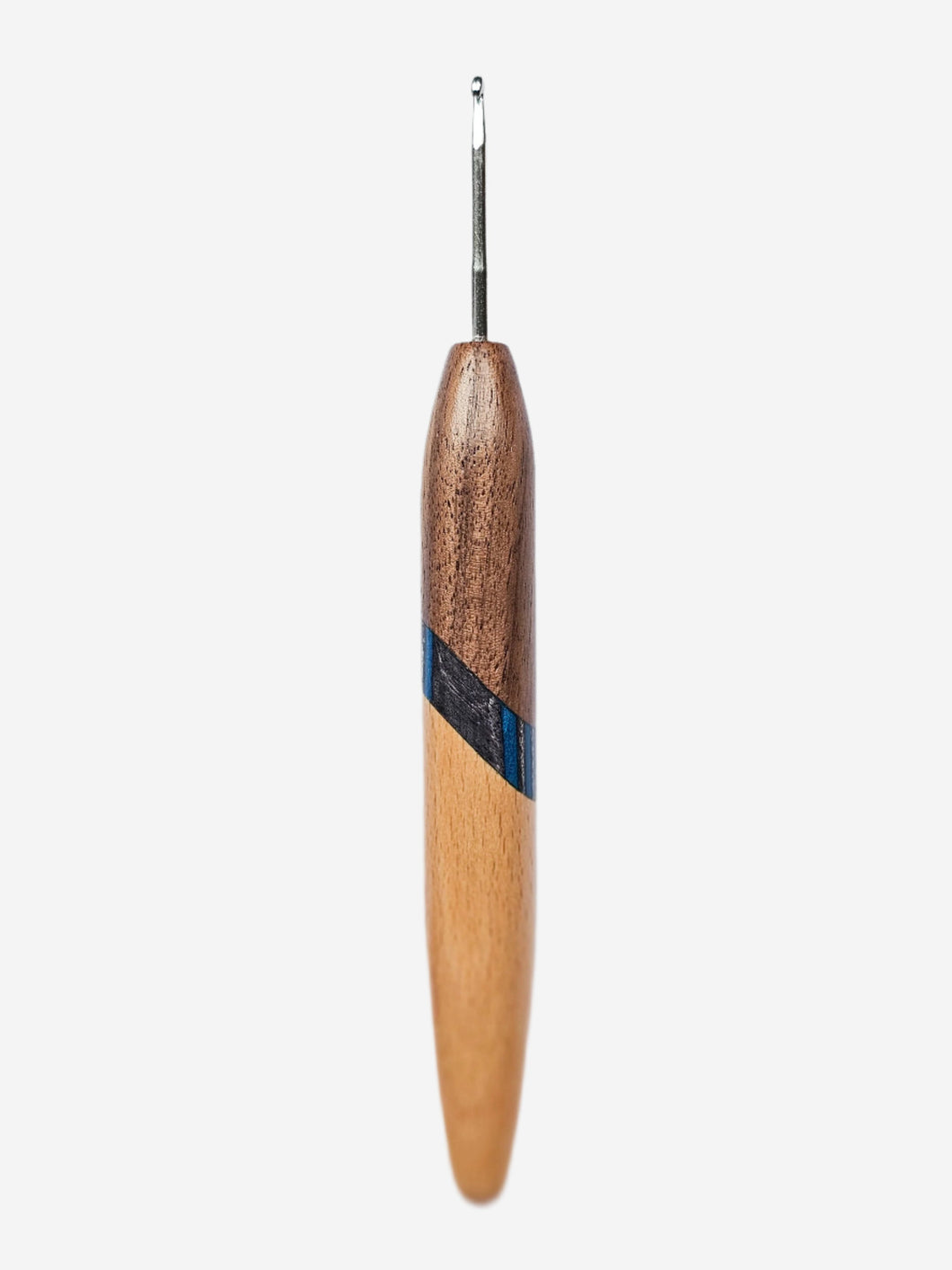 03.00mm Walnut + Blue/Grey Spectraply + Beech Metal Crochet Hook (Item #98)