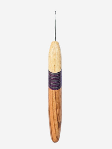 03.00mm Koto +Purple/Blue Spectraply + Zebrawood Metal Crochet Hook (Item #105)