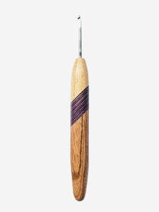 03.00mm Koto +Purple/Blue Spectraply + Zebrawood Metal Crochet Hook (Item #105)