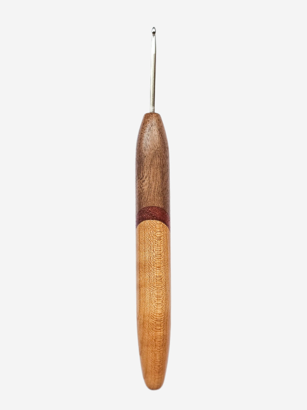 03.50mm Walnut + Padauk + Cherry Metal Crochet Hook (Item #110)