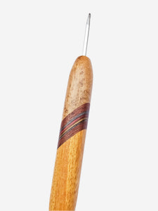 03.50mm Light Roasted Birdseye Maple + Padauk + Blue/Pink Spectraply + Osage Orange Metal Crochet Hook (Item #151)