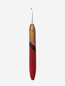 03.50mm Walnut + Wenge + Padauk Metal Crochet Hook (Item #156)