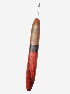 03.50mm Walnut + Wenge + Padauk Metal Crochet Hook (Item #156)