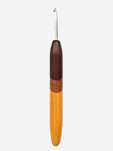 04.50mm Dark Roasted Maple + Lacewood + Osage Orange Metal Crochet Hook (Item #223)