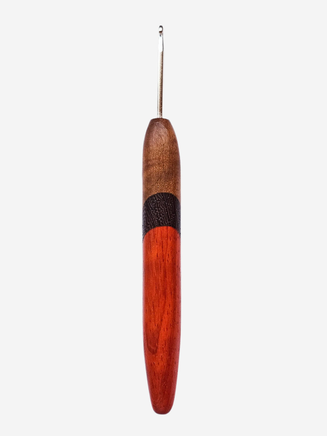 03.50mm Dark Roasted Maple + Wenge + Padauk Metal Crochet Hook (Item #241)