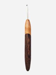 03.50mm Light Roasted Maple + Wenge Metal Crochet Hook (Item #28)