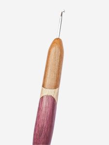 03.50mm Light Roasted Maple + Spalted Maple + Purpleheart Metal Crochet Hook (Item #77)