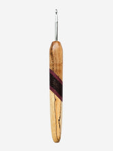 04.50mm Light Roasted Maple + Purpleheart / Wenge Diagonal Stripes + Spalted Maple Metal Crochet Hook (Item #148)