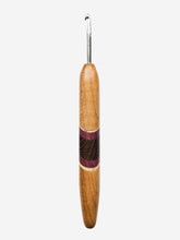 04.50mm Light Roasted Maple + Spalted Maple / Wenge / Purpleheart Diagonal Stripes Metal Crochet Hook (Item #150)