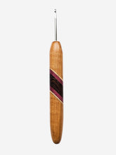 03.50mm Light Roasted Maple + Spalted Maple / Purpleheart / Wenge Diagonal Stripes Metal Crochet Hook (Item #153)