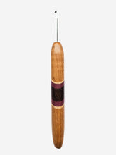 03.50mm Light Roasted Maple + Spalted Maple / Purpleheart / Wenge Diagonal Stripes Metal Crochet Hook (Item #153)