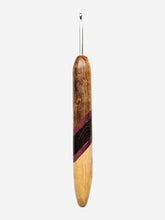 04.00mm Light Roasted Maple + Purpleheart / Wenge Diagonal Stripes +Spalted Maple Metal Crochet Hook (Item #172)