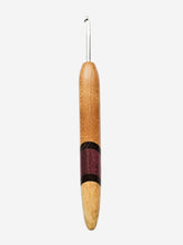 04.50mm Light Roasted Maple + Wenge / Purpleheart Diagonal Stripes + Spalted Maple Metal Crochet Hook (Item #179)