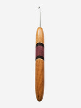 03.50mm Light Roasted Maple + Spalted Maple / Wenge / Purpleheart Diagonal Stripes Metal Crochet Hook (Item #183)