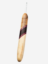 04.50mm Light Roasted Maple + Purpleheart / Wenge Diagonal Stripes + Spalted Maple Metal Crochet Hook (Item #184)