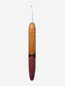 03.50mm Light Roasted Maple + Wenge + Purpleheart Metal Crochet Hook (Item #191)