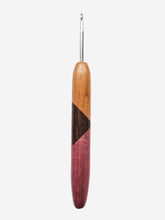 04.50mm Light Roasted Maple + Wenge + Purpleheart Metal Crochet Hook (Item #194)