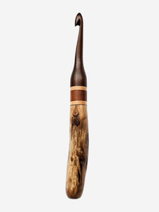 08.00mm Dark Roasted Maple + Birdseye Maple + Tigerwood + Driftwood Crochet Hook (Item #91)