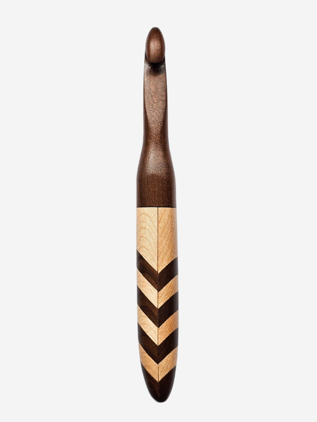 11.50mm Dark Roasted Maple + Birdseye Maple / DRM Chevron Crochet Hook (Item #103)