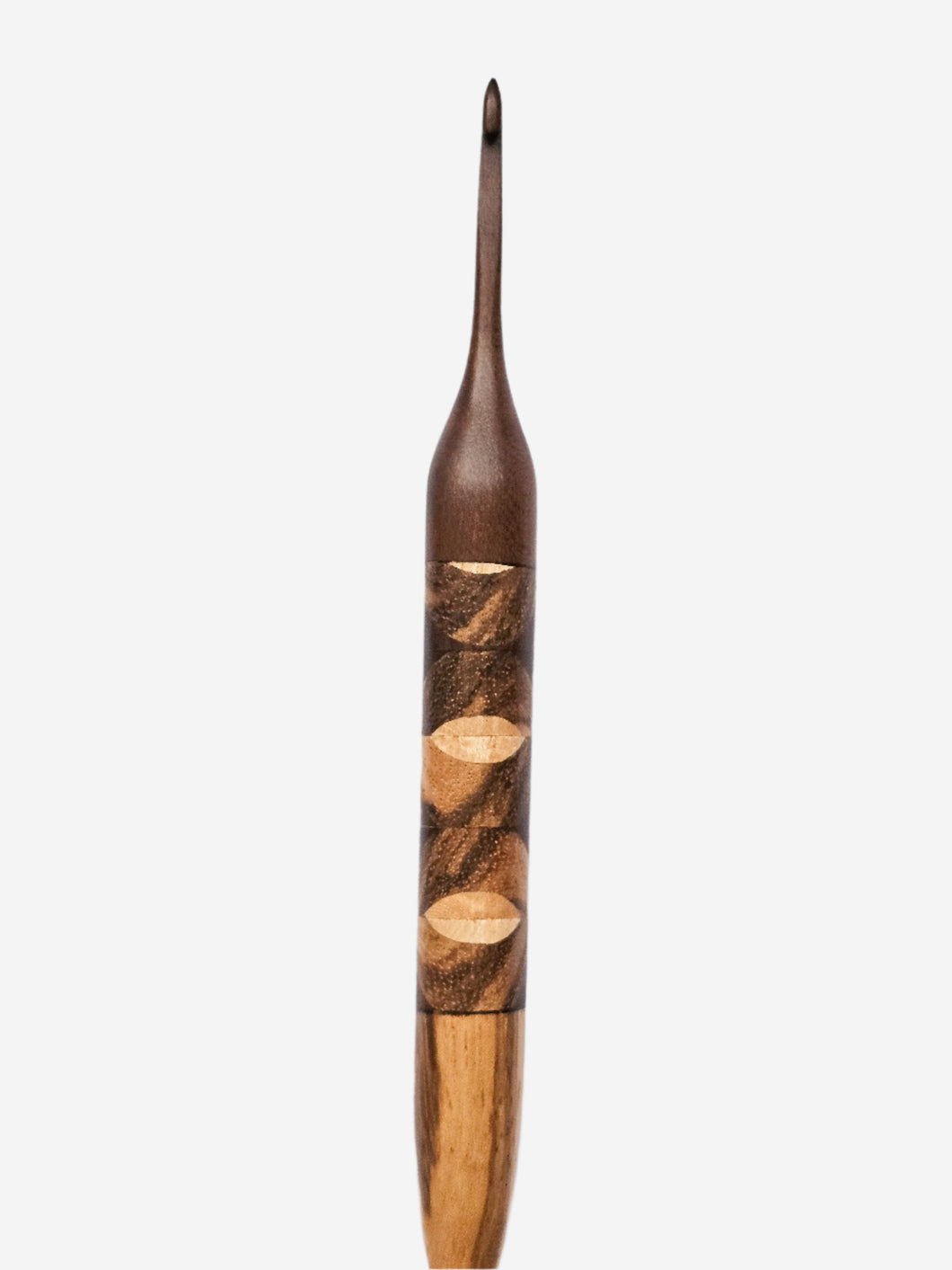 04.00mm Dark Roasted Maple + Zebrawood / DRM / Birdseye Maple Retro Crochet Hook (Item #119)