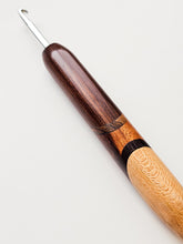 05.00mm Dark Roasted Maple + Zebrawood + Tigerwood + Maple Art Deco Metal Crochet Hook (Item #108)