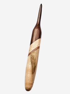 06.50mm Dark Roasted Maple + Birdseye Maple/Tigerwood Diagonal Stripe + Birdseye Maple Crochet Hook (Item #169)