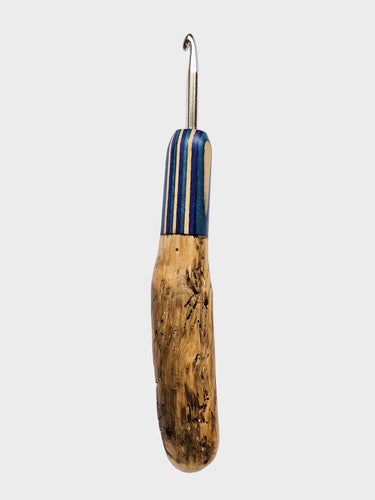 05.00mm Blue Spectraply + Driftwood Metal Crochet Hook (Item #53)