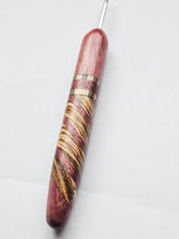 03.50mm Purpleheart + Green Spectraply + Zebrawood Diagonal Stripes Metal Crochet Hook (Item #148)