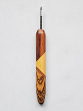 04.50mm Tigerwood + Yellowheart + Sapele + Zebrawood Art Deco Metal Crochet Hook (Item #152)