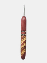 03.00mm Purpleheart + Green Spectraply + Zebrawood Diagonal Stripes Metal Crochet Hook (Item #147)
